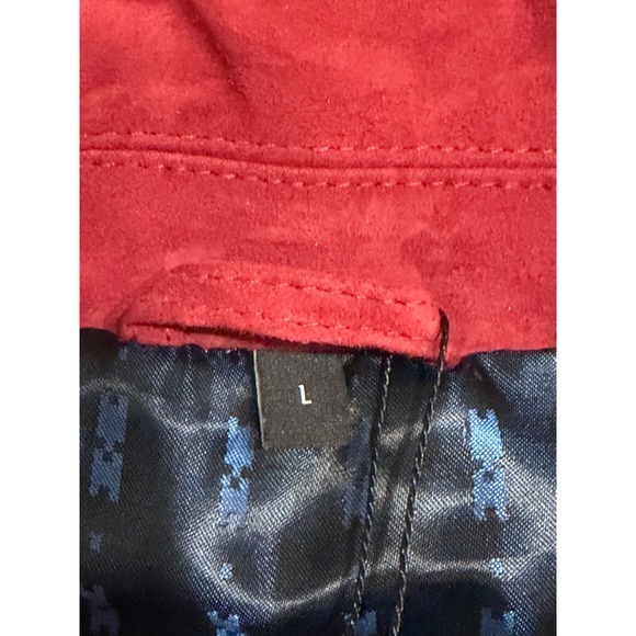 Paul Fredrick Suede Leather Jacket Mens L Red New Zip Front Harrington jacket - Picture 15 of 16